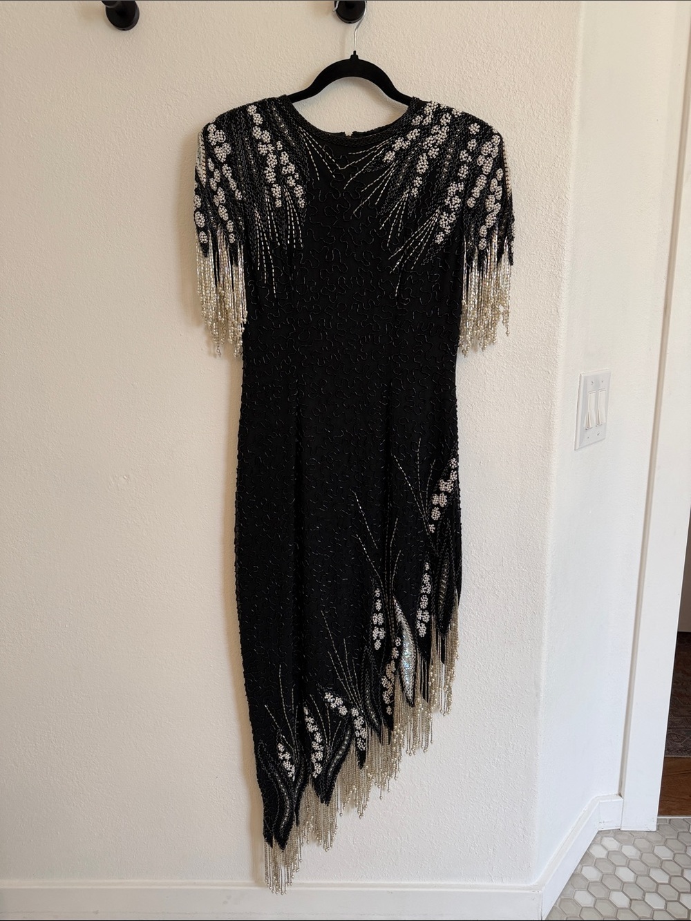 VTG Silk Asymmetrical Lilli Rubin Beaded Evening Gown Dress